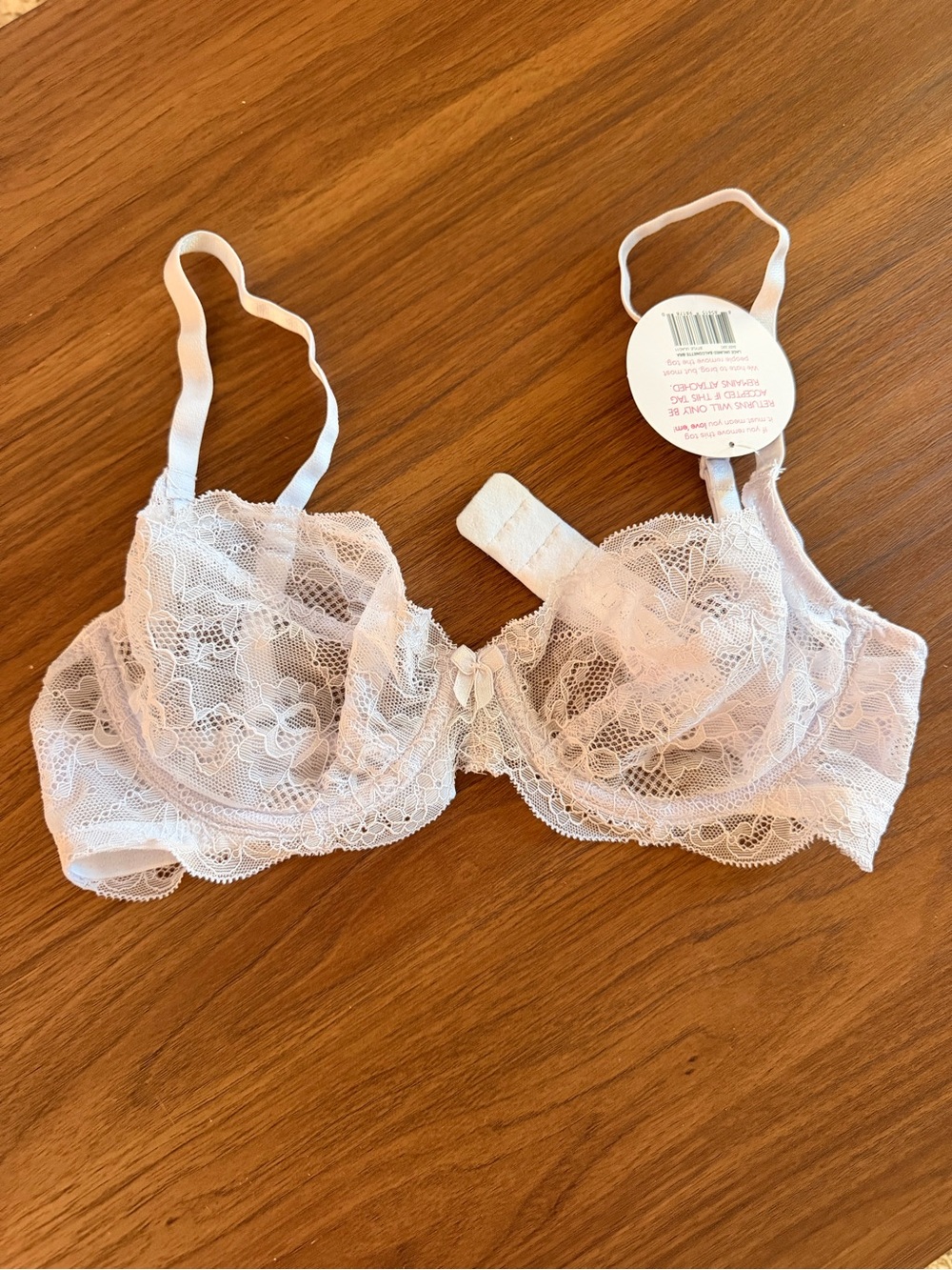 NWT Undies size 32C Pale Purple Lace Underwire Bra Unlined Balconette Lilac